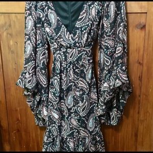 Betsey Johnson Floral  Print Dress Bell Sleeve